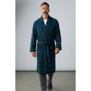 *Vintage Pendleton Bathrobe Mens Size M Blue Plaid Wool Grandpacore Mid Century